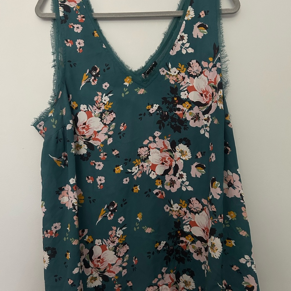 Torrid Teal Floral Tank Top